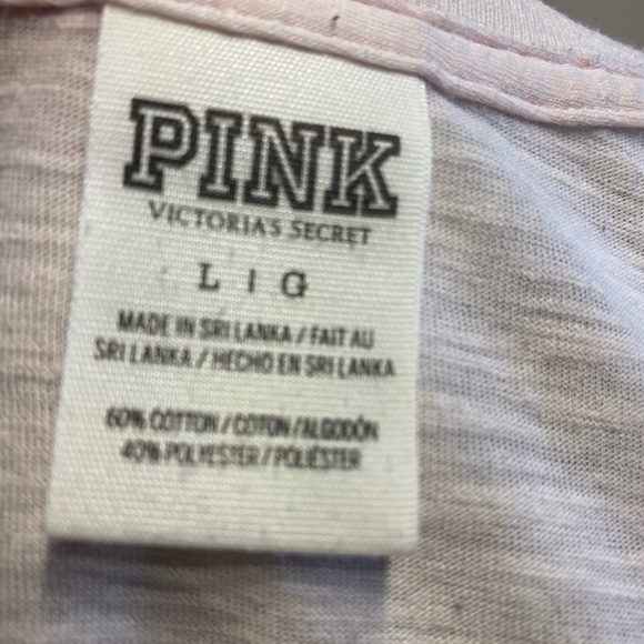 🪴PINK - Long Sleeve Baby Pink Top w/ metal studs spelling “PINK” - Picture 7 of 11